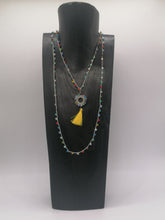 Carica l'immagine nel visualizzatore di Gallery, Collana "Le Catenelle" multicolore con nappina gialla