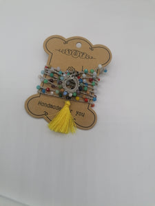 Collana "Le Catenelle" multicolore con nappina gialla